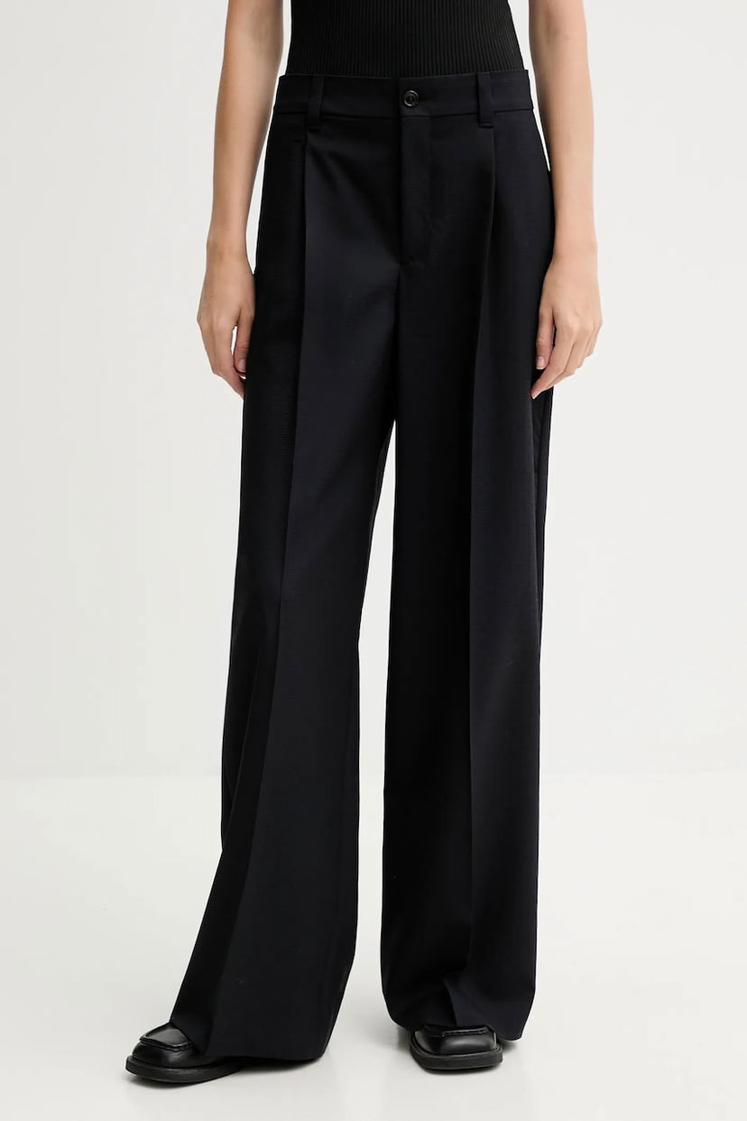 Byxor KENZO Kenzo High Waist Wide Leg Wool Trousers Svart | FF62PA1099ID