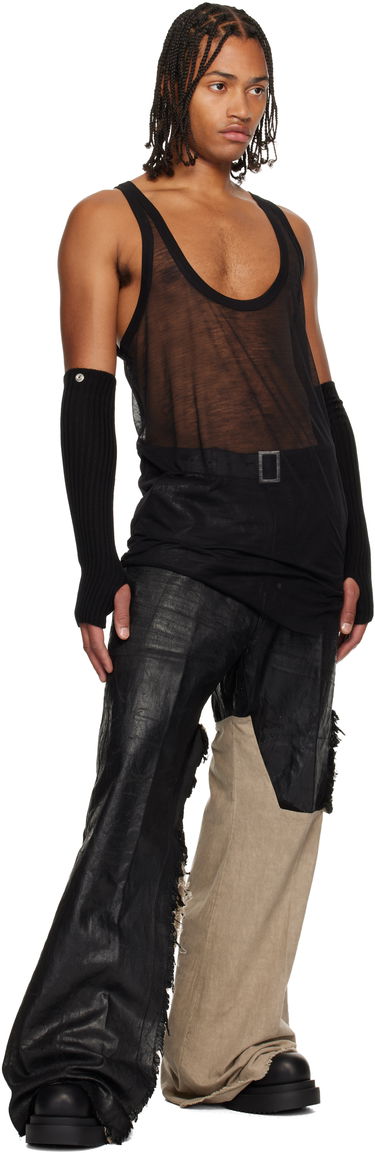 Linne Rick Owens Concordians Pony Sheer Deep Scoop-Neck Tank Top Svart | RR02E1101 JWR, 3