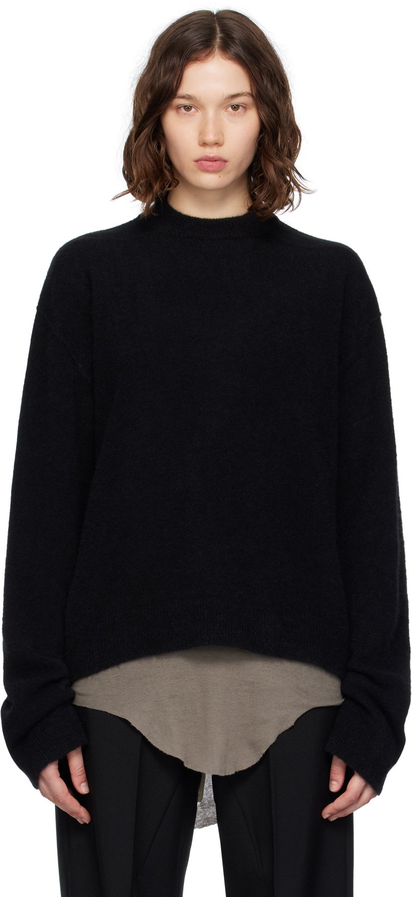 Sweater Rick Owens Rick Owens Concordians Tommy Long Sleeve Sweater Svart | RP02E4655 KWP