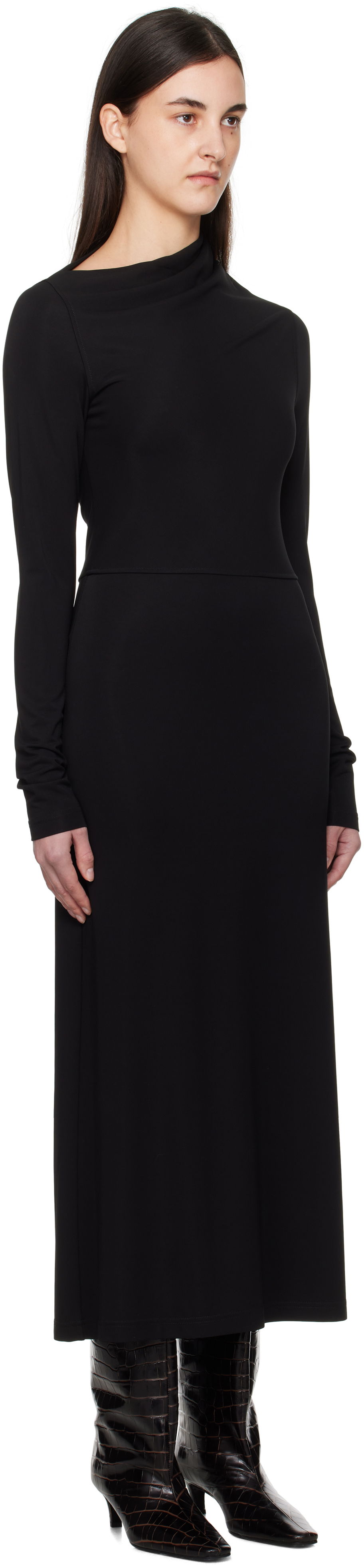 Klä TOTEME TOTEME Draped Jersey Maxi Dress Svart | 251-WRD4459-FB0162, 1