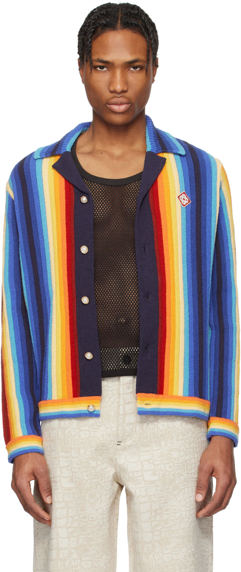Sweater Casablanca Casablanca Gradient Stripe Towelling Cardigan Flerfärgad | MS25-KW-910-01