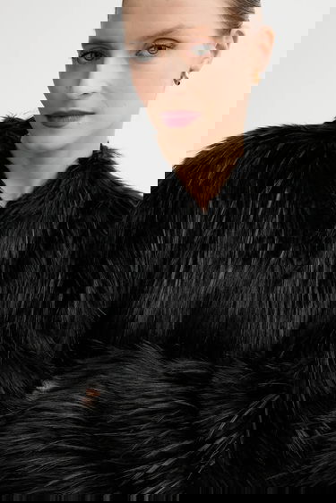 Rockar STAND STUDIO Carolina Long Faux Fur Coat Svart | 66577.9414, 4