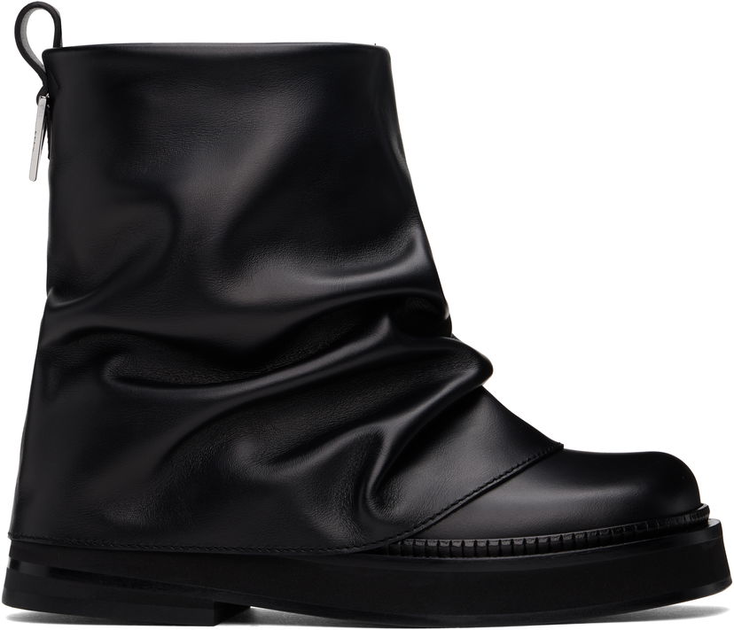 Kläder The Attico Attico Mini Robin Slouch Leather Boots Svart | 247WSH00832 LBT019AA