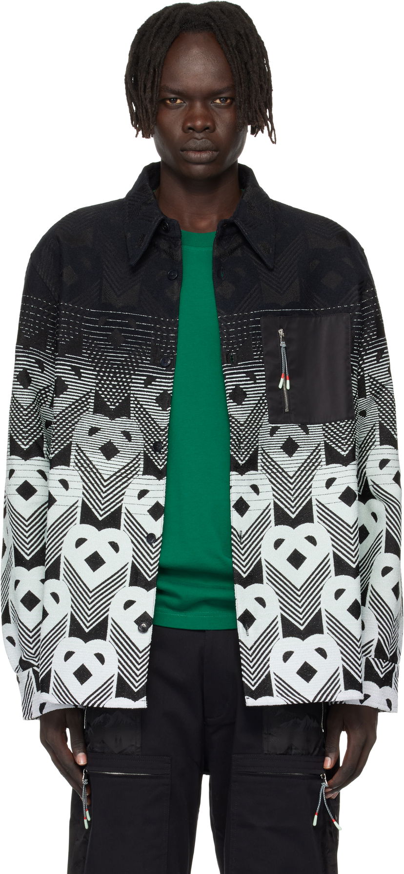 Jacka Casablanca Casablanca Gradient Monogram Shirt Jacket Svart | MPF25-JK-374-01