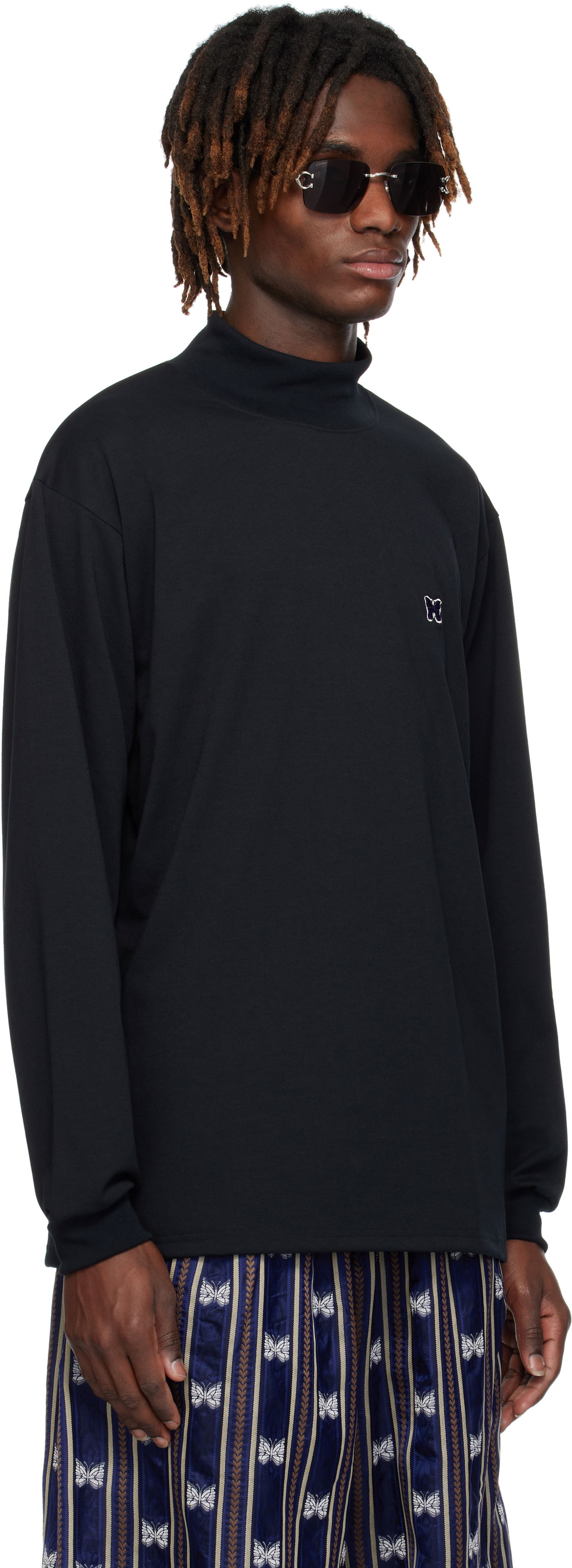 T-shirt Needles NEEDLES Mock Neck T-Shirt Svart | QV359, 1