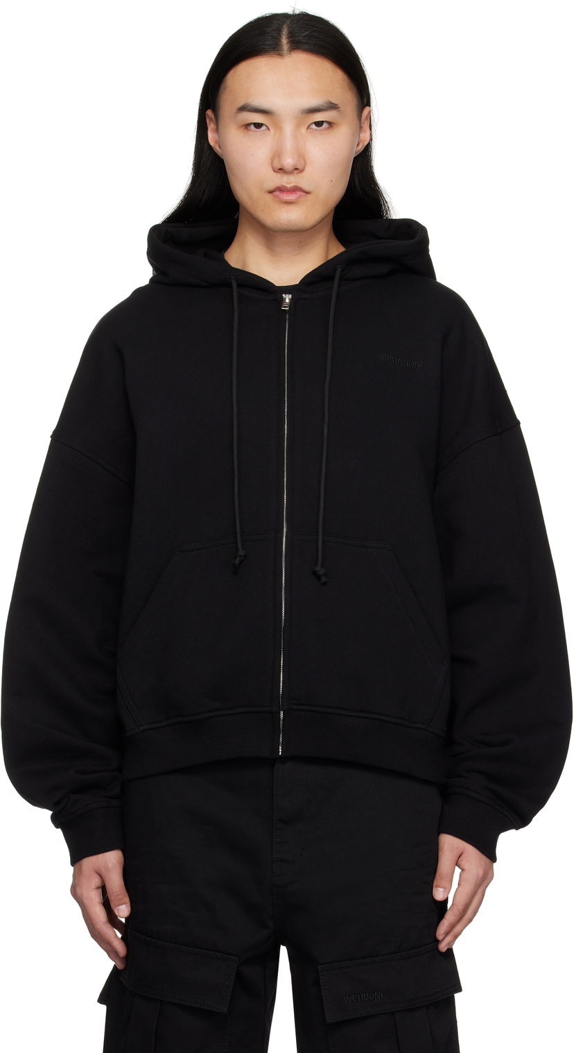 Sweatshirt We11done We11done Twin All Around Zip-Up Hoodie Svart | WD-TJ0-25-833-U-BK