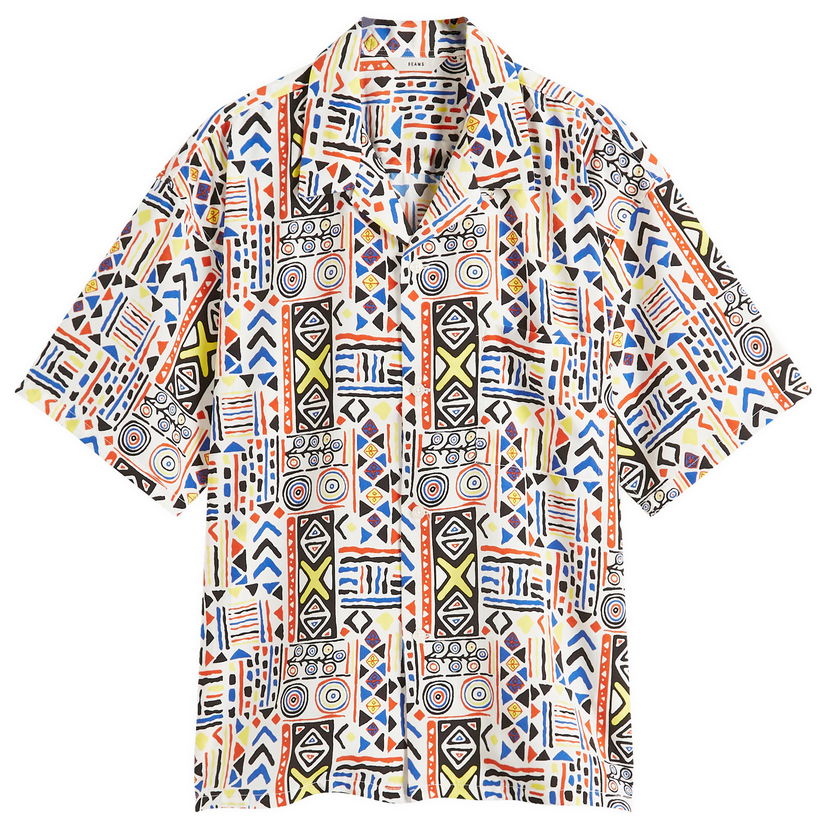 Skjorta BEAMS BEAMS Loose Open Collar Shirt, Size Large Flerfärgad | 1101-1491-803-01