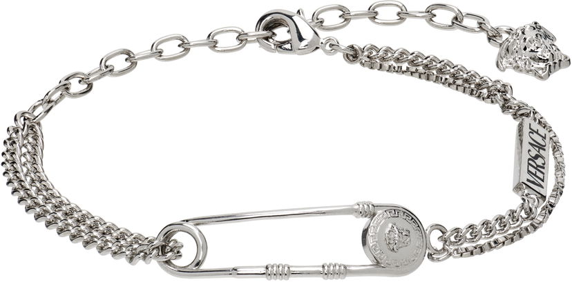 Armband Versace Versace Silver-Tone Safety Pin Chain Bracelet Metallisk | 1020673_1A00620