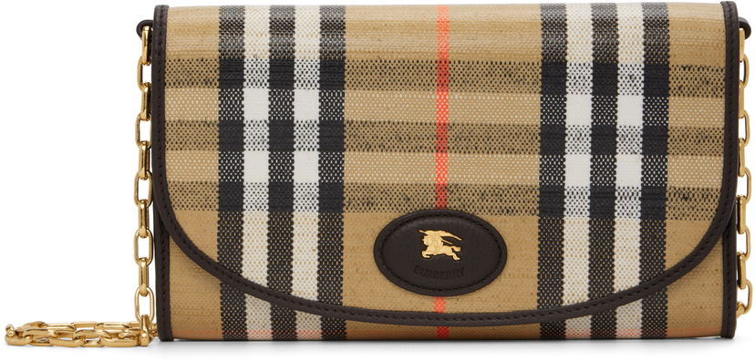 Plånbok Burberry Burberry Highlands Check and Leather Chain Wallet Beige | 8112274