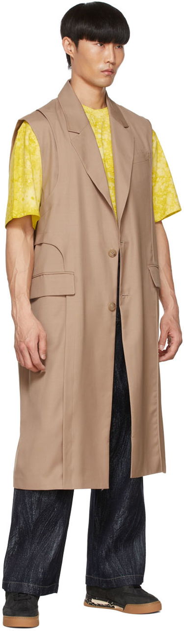 Väst Feng Chen Wang Feng Chen Wang Polyester Sleeveless Coat Beige | FMS13VS07, 3