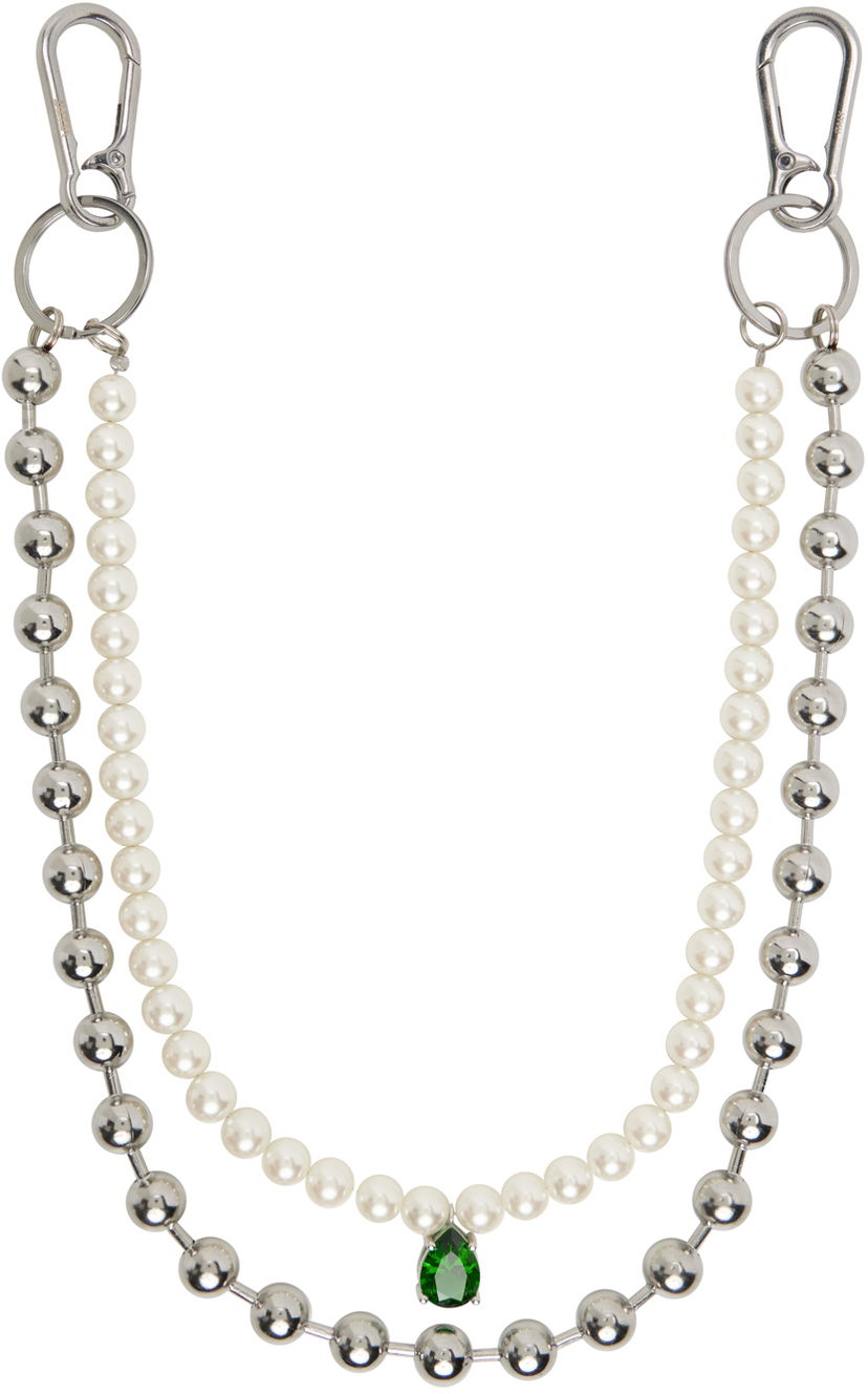 Nyckelringar VEERT The Ball Pearl Chain With Green Stone Grön | KEYCH2
