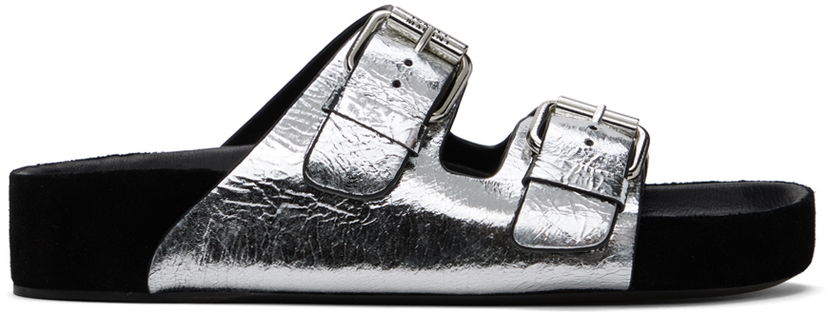 Shorts ISABEL MARANT Isabel Marant Lennyo Double Buckle Slides Metallisk | 24ESD0118FA-B2B09S