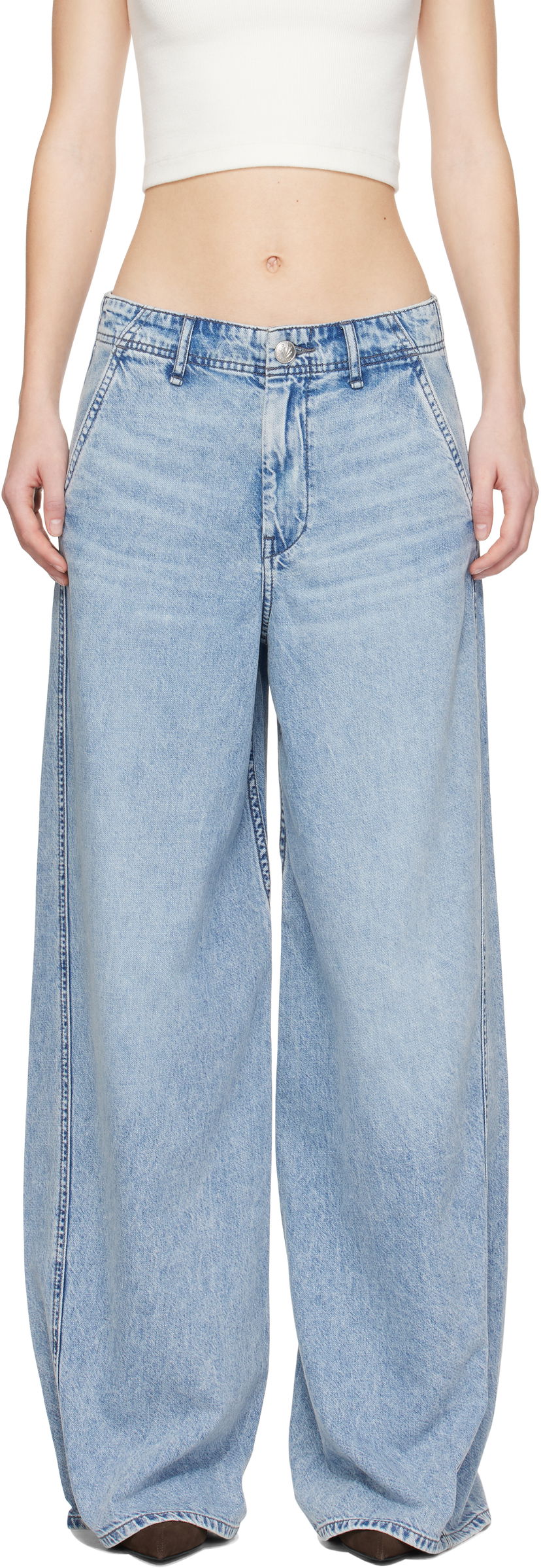 Jeans rag & bone Rag & Bone Featherweight Wide-Leg Sofie Jeans Blå | WDD24H3003FWAN