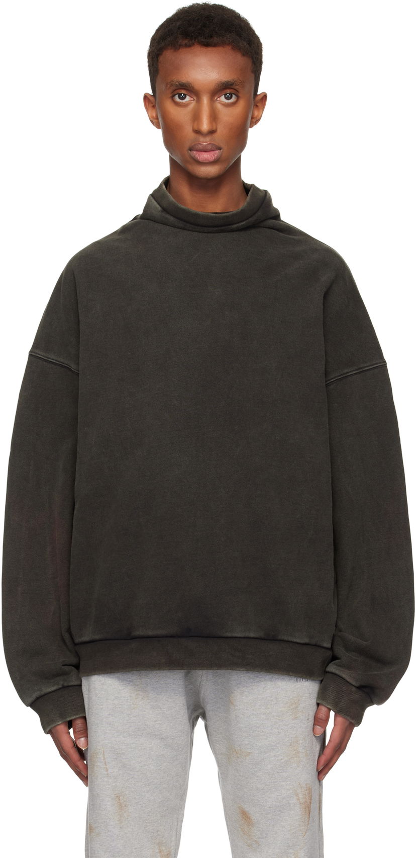 Sweater We11done Standard Logo Turtleneck Sweatshirt Grön | WD-TS3-24-731-U-BK
