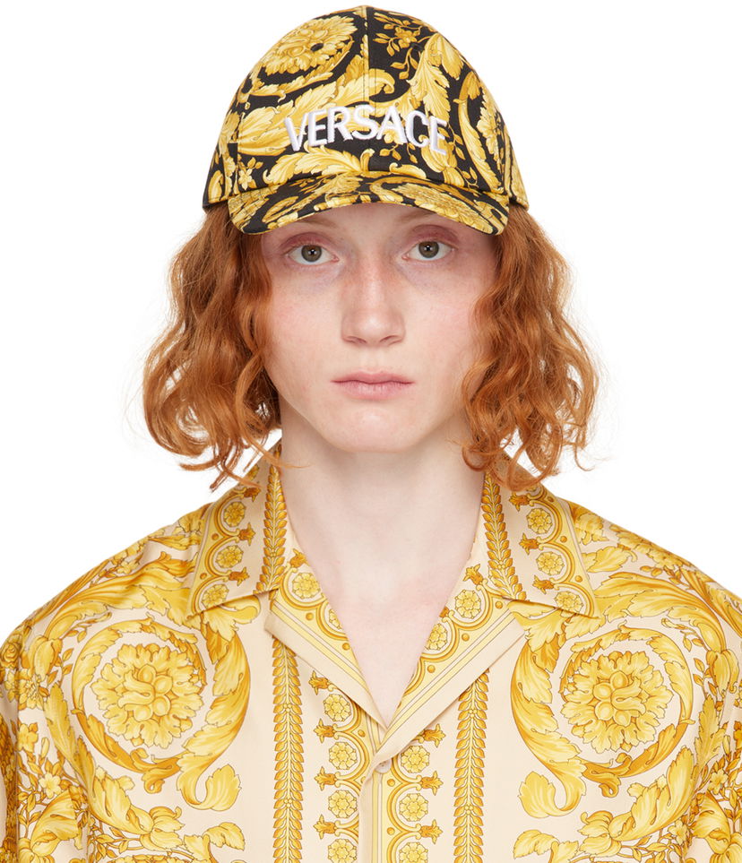 Keps Versace Black & Gold Barocco Logo Baseball Cap Gul | 1012701_1A01281