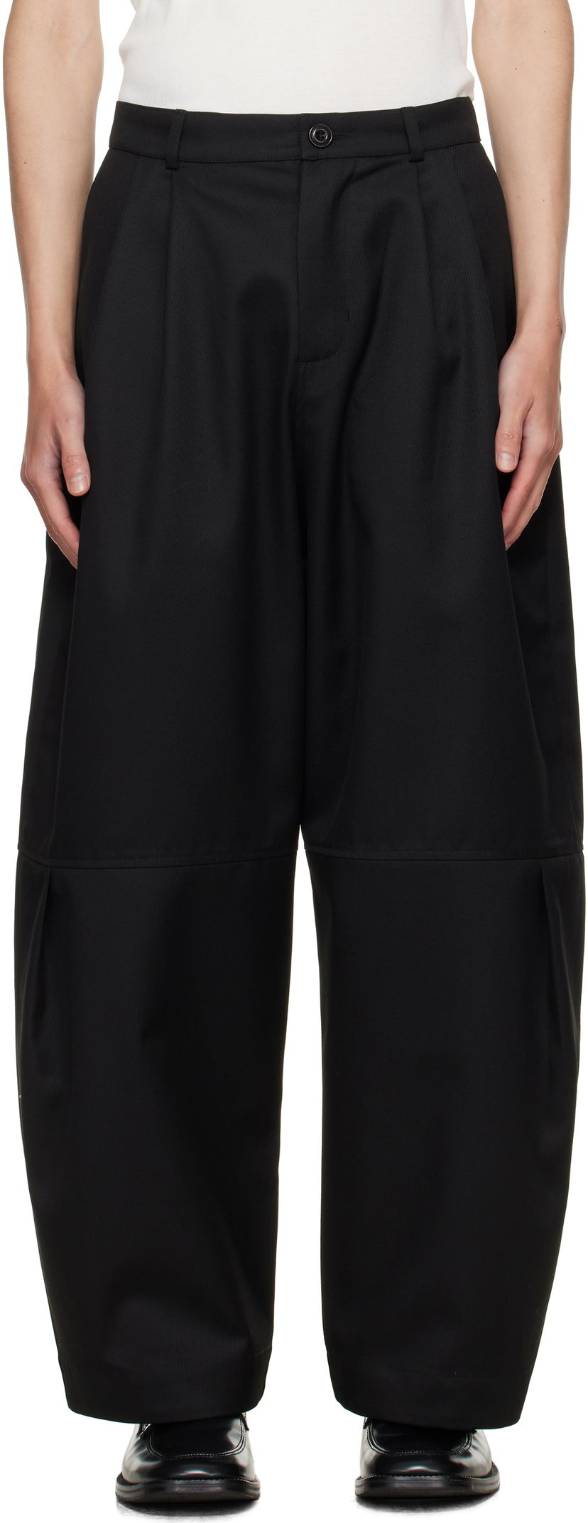 Byxor sage NATION SAGE NATION Zushi Pleated Trousers Svart | S091 ZUSHI TROUSER COTTON TWIL
