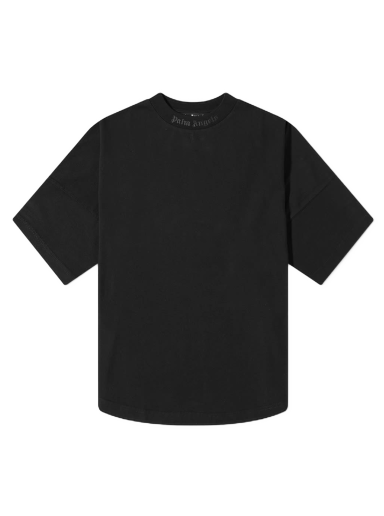 T-shirt Palm Angels Oversized Mock Neck Glitter Logo Tee Svart | PMAA002F22JER0031010