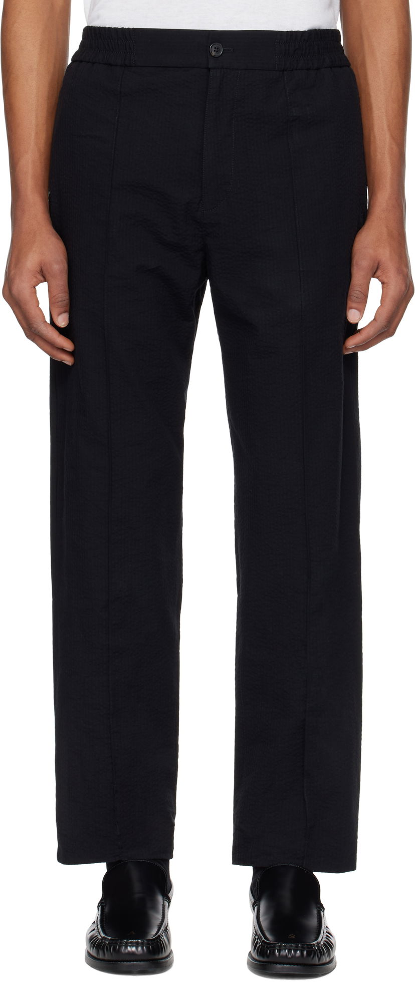 Byxor A.P.C. A.P.C. Joaquin Textured Straight-Leg Trousers Svart | COGXU-H08454