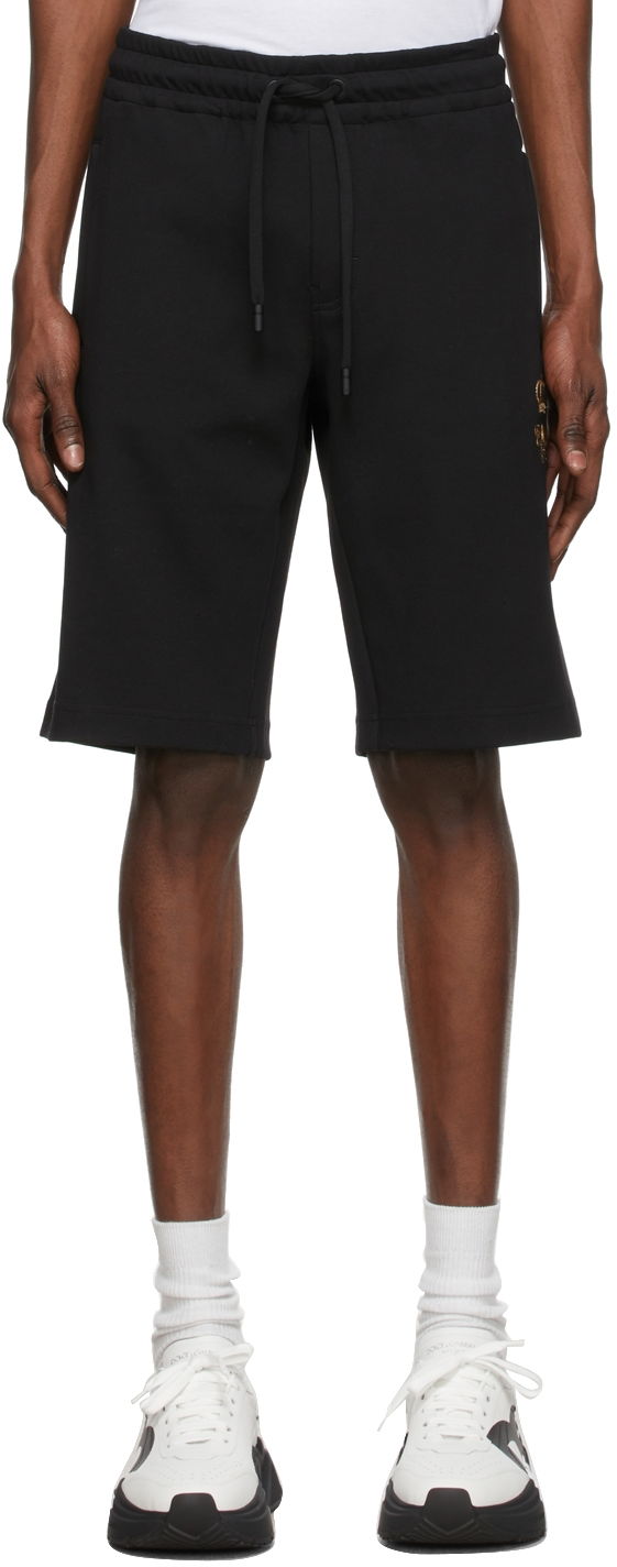 Shorts Dolce & Gabbana Black Embroidered Jogging Shorts Svart | GWJWAZ HU7H9