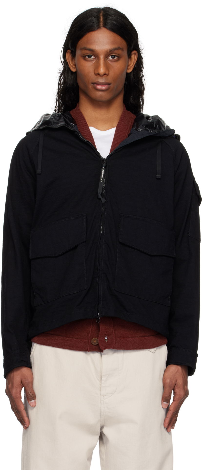 Parkas C.P. Company C.P. Company Knitted Nylon Explorer Jacket Svart | 18CMOW223A-110320G