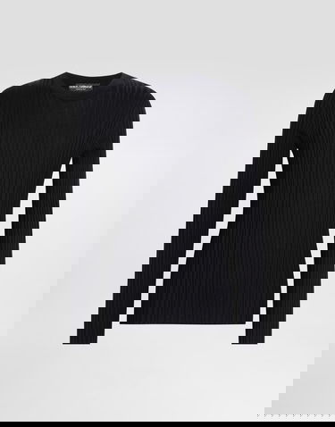 Sweater Dolce & Gabbana Dolce & Gabbana Silk and Cotton Ribbed Pullover Sweater Svart | GXXAFTJAMVCN0000, 0