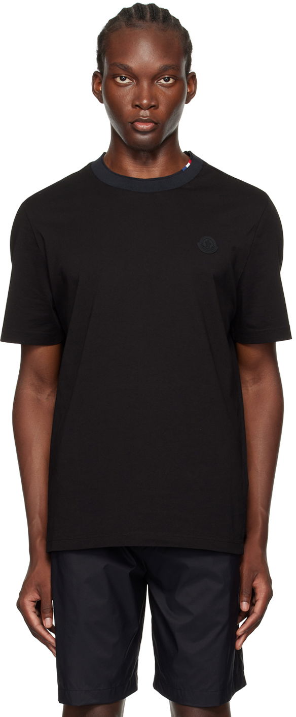 T-shirt Moncler Black Logo Patch T-Shirt Svart | J20918C00027829H8