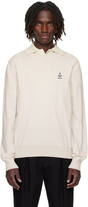 Sweater A.P.C. A.P.C. Gabin Anchor Logo Knit Sweater Beige | COGDK-H23412, 0
