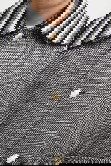 Rockar Drôle de Monsieur Le Manteau Tweed Belted Coat with Striped Collar Grå | I.CT147.WV014, 4