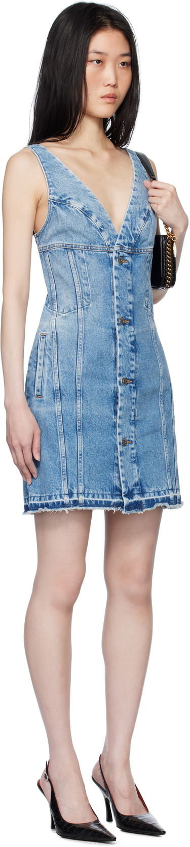 Klä Stella McCartney Stella McCartney Vintage Wash Denim Minidress Blå | 6D03553SQH05, 1