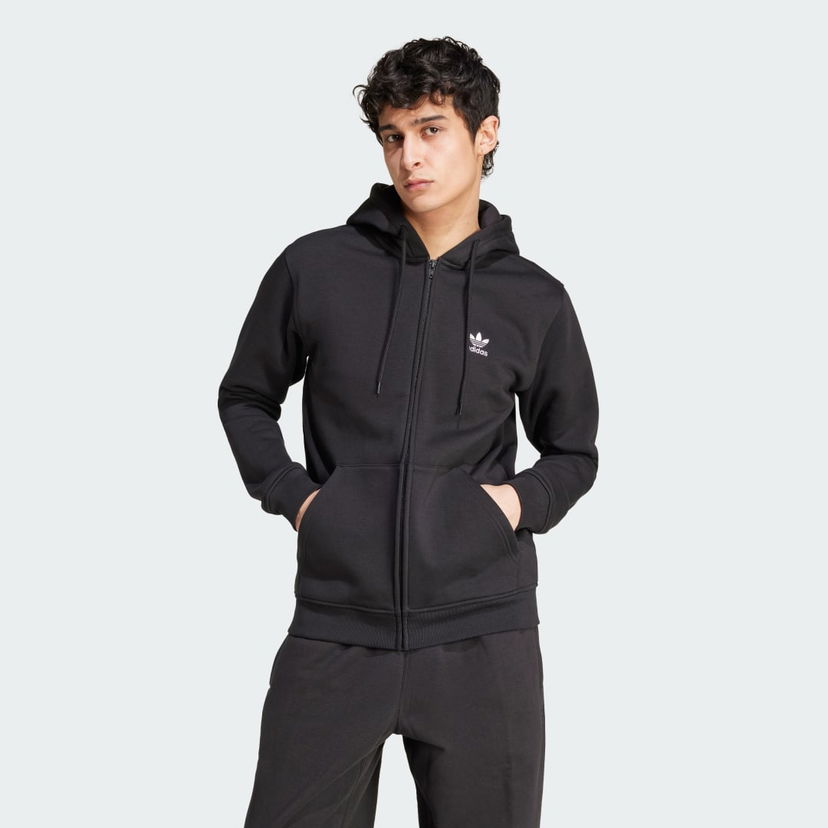 Sweatshirt adidas Performance Trefoil Essentials Full-Zip Svart | IW5791