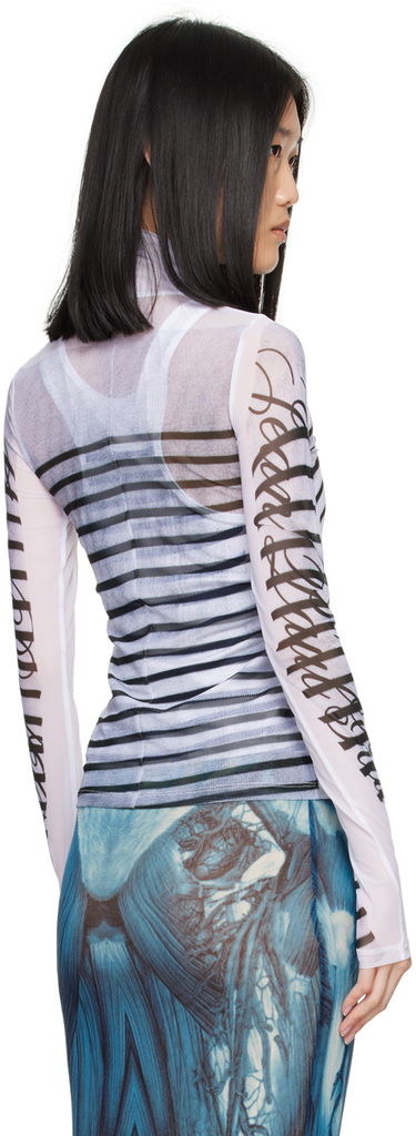 T-shirt Jean Paul Gaultier Jean Paul Gaultier Striped Turtleneck Top Vit | 24/30-F-TO198-J559-015900, 2