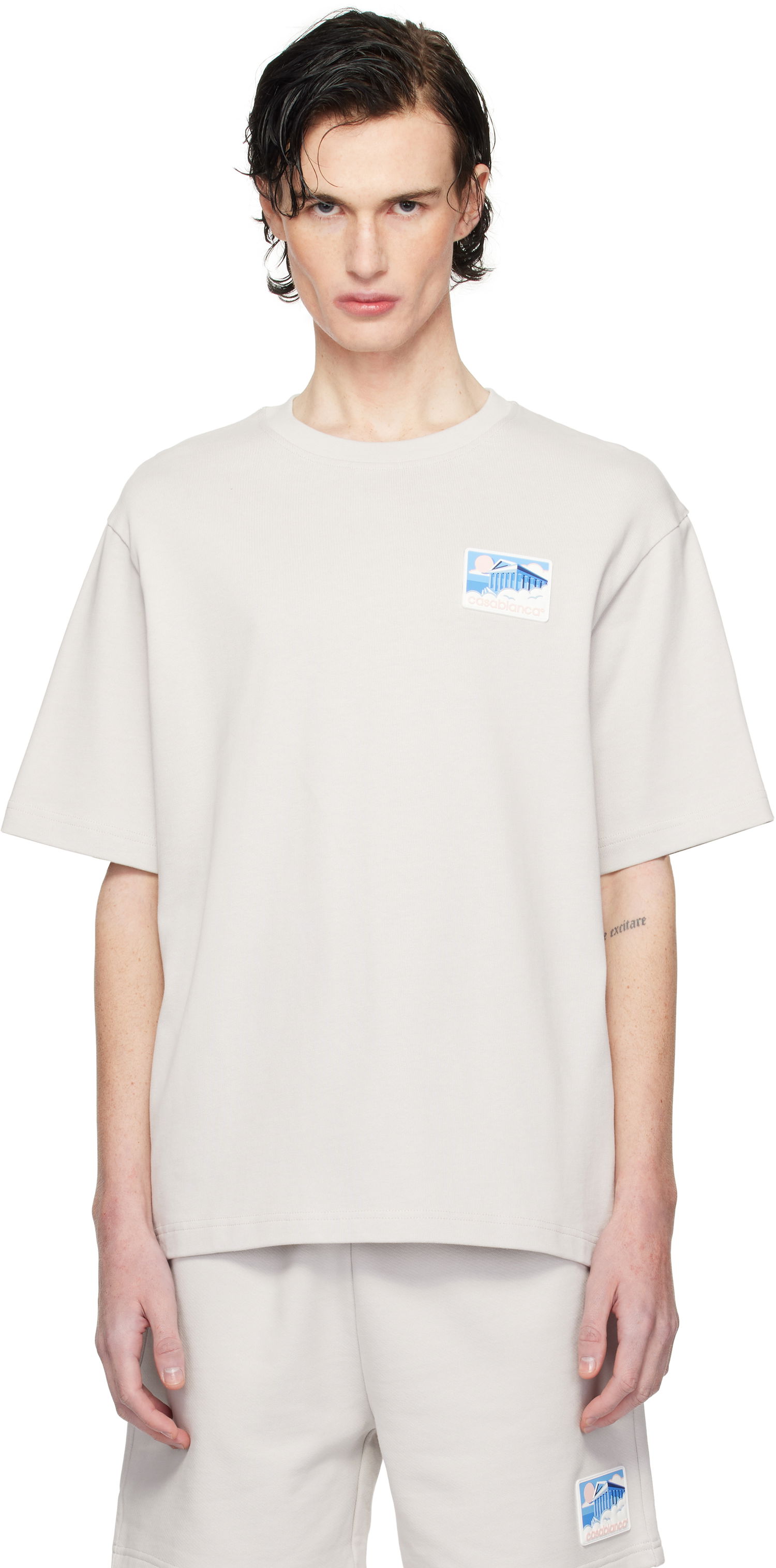 T-shirt Casablanca Temple Patch T-Shirt Grå | MPS25-JTS-027-02, 0