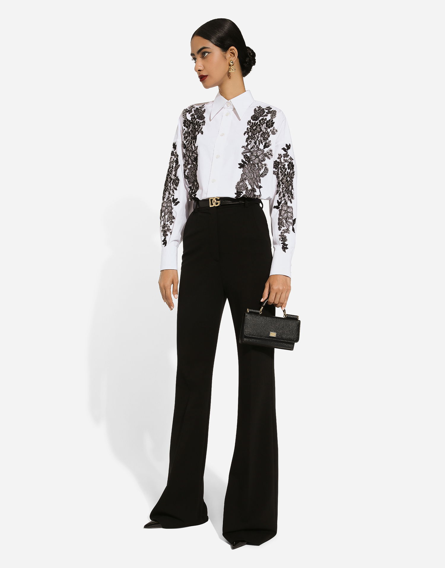 Handväska Dolce & Gabbana Dolce & Gabbana Dauphine Print Calfskin Mini Bag Svart | BI3280A100180999, 1