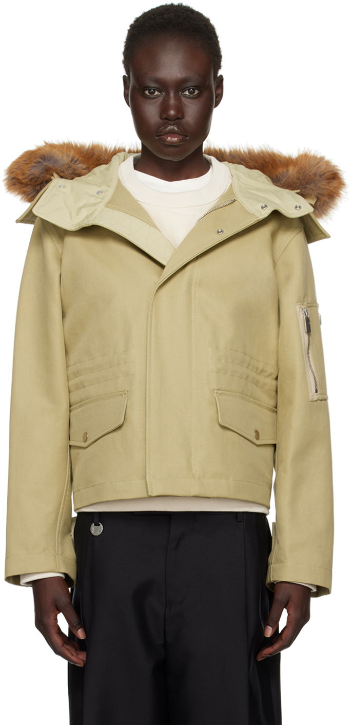 Parkas Burberry Burberry Short Faux-Fur Trim Jacket Beige | 8095254
