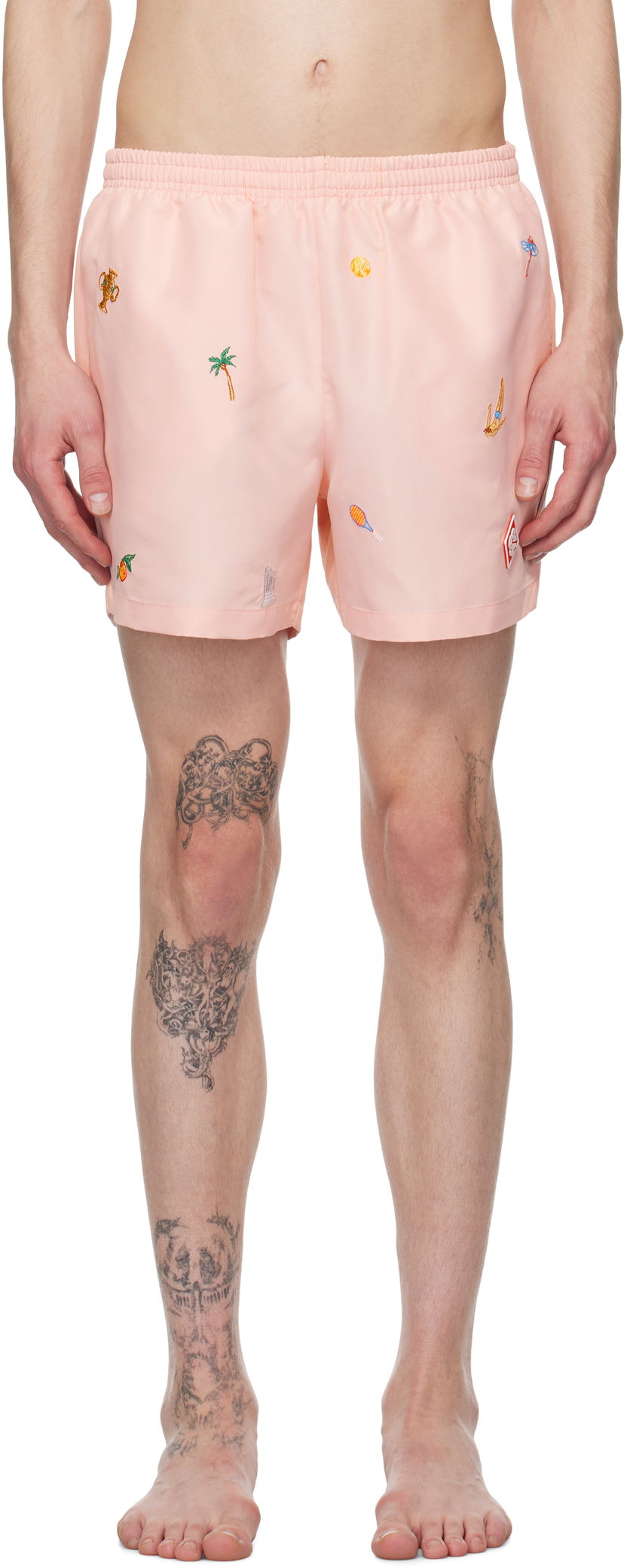 Badkläder Casablanca Casablanca Embroidered Motif Swim Shorts Rosa | MPS25-TR-032-01