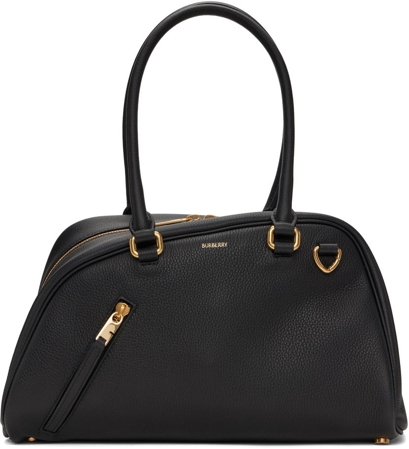 Handväska Burberry Small Shield Twin Bowling Leather Bag Svart | 8104829