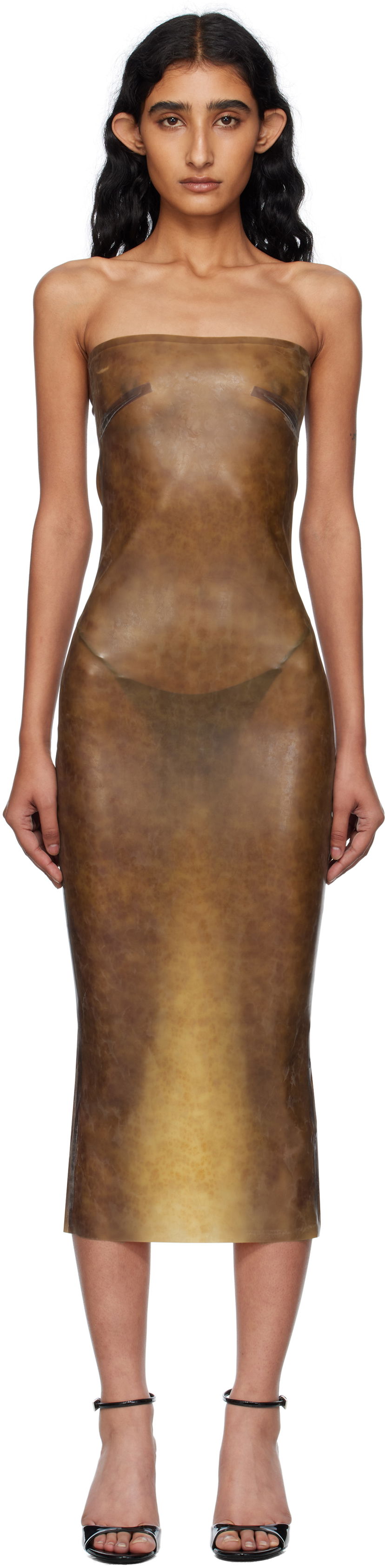 Klä Miaou Miaou Lila Latex Midi Dress Brun | 5025LTXLEO