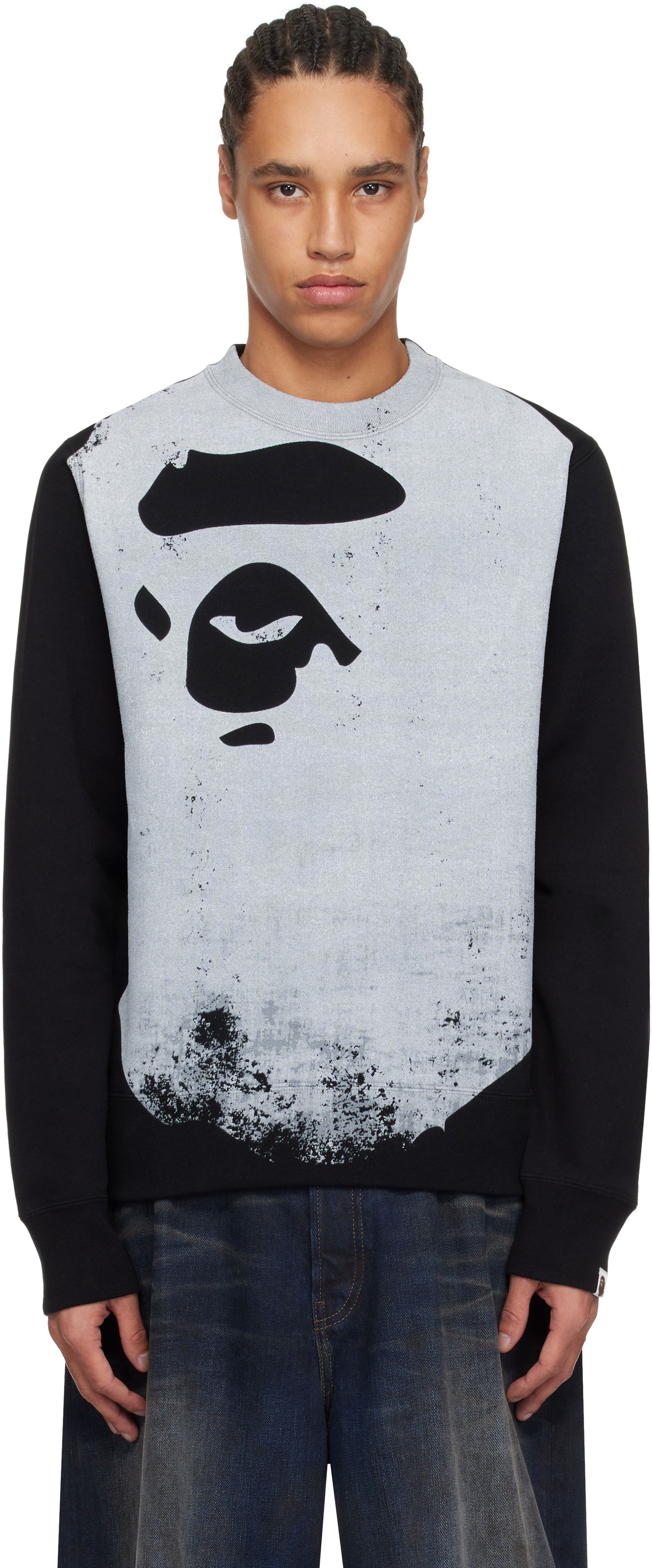 Sweater BAPE A Bathing Ape Ape Head Over Print Sweatshirt Grå | 001SWK801006M, 0