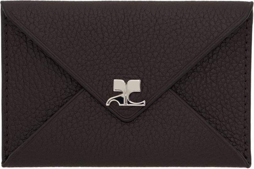 Plånbok Courrèges Grained Leather Card Holder Brun | 124GPM011CV0016