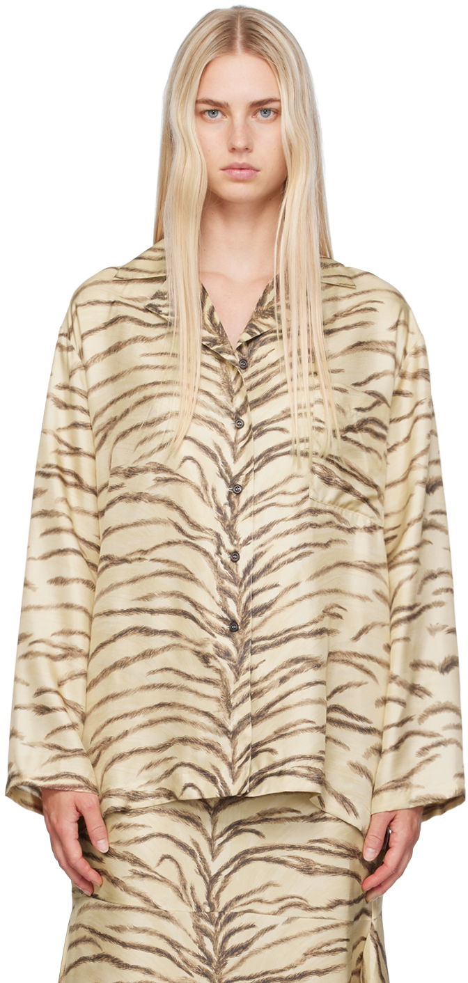 Skjorta Stella McCartney Tiger Print Shirt Beige | 6201213ES210
