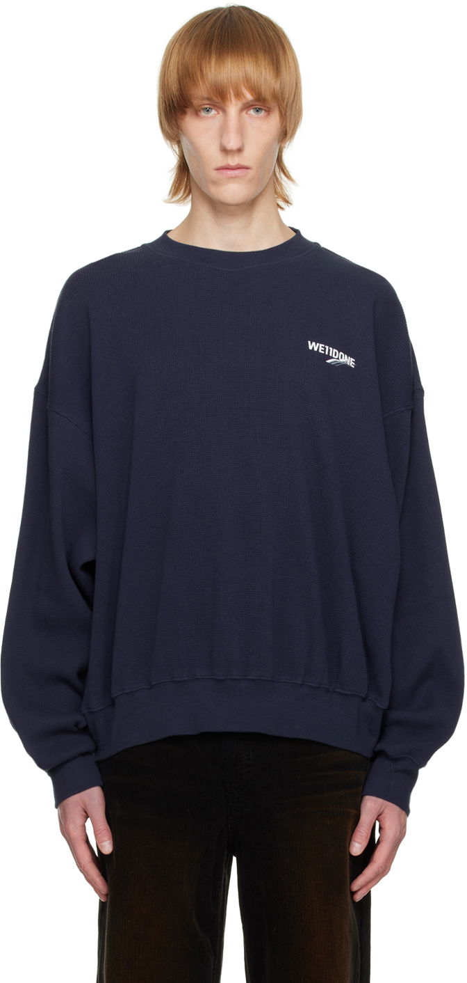 Sweater We11done Designer Basic Sweatshirt Blå | WD-TS3-22-798-U-NV, 0
