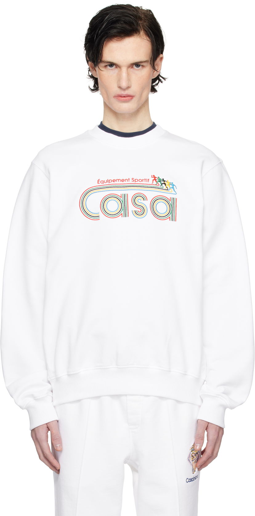 Sweatshirt Casablanca White 'Equipement Sportif' Embroidered Sweatshirt Vit | MPS25-JTP-293-02