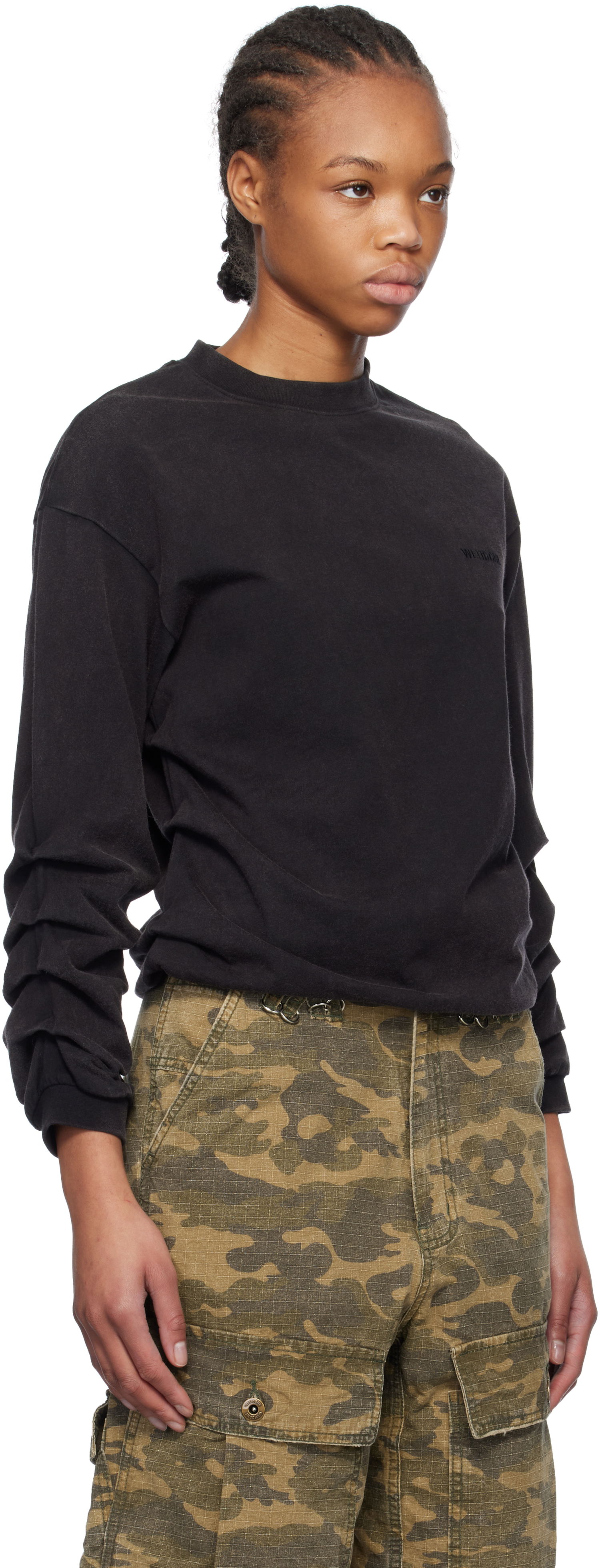 T-shirt We11done We11done Wrinkled Long Sleeve T-Shirt Svart | WD-TT0-25-775-U-BK, 1