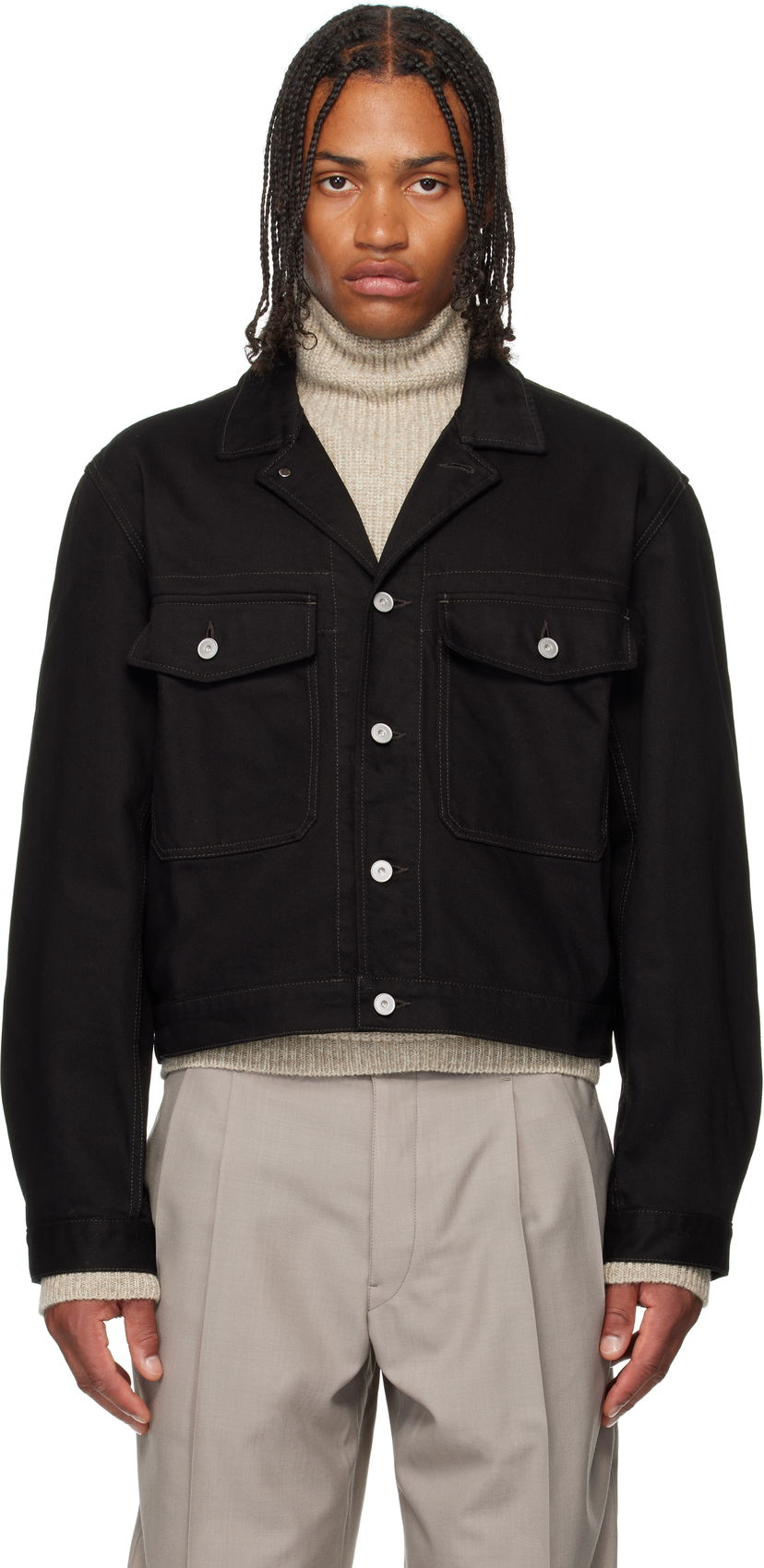 Jacka LEMAIRE LEMAIRE Denim Trucker Jacket Svart | OW1188 LD1055