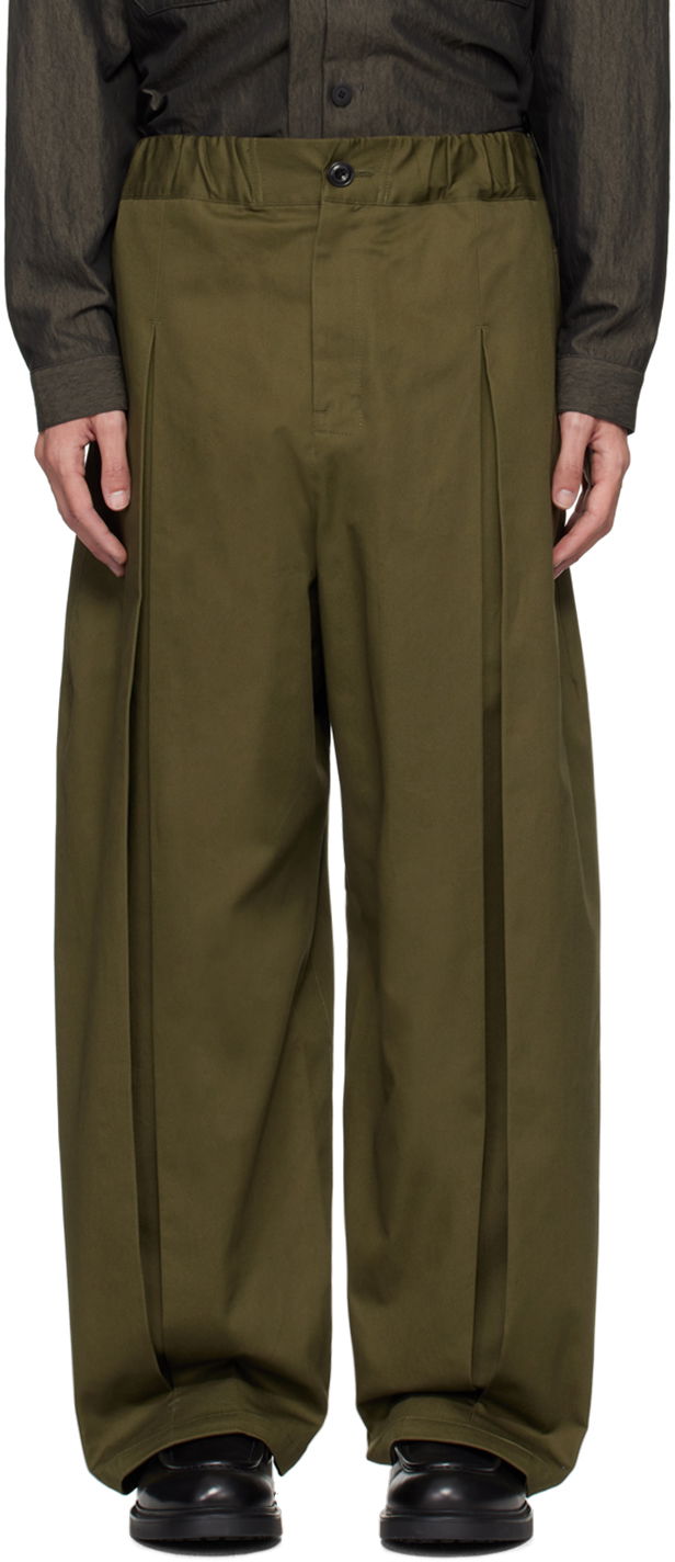 Byxor sage NATION Sage Nation Box Pleat Trousers Grön | S011 BOX PLEAT TROUSER