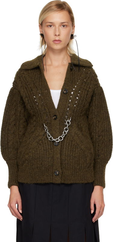 Sweater Simone Rocha Simone Rocha Sculpted Chunky Knit Chain Detail Cardigan Grön | MZMK1E 0665, 0