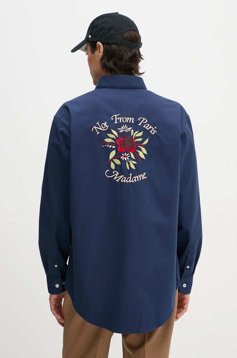 Skjorta Drôle de Monsieur Relaxed Fit Shirt With Floral Embroidery Blå | E.SH189.PL149.NY