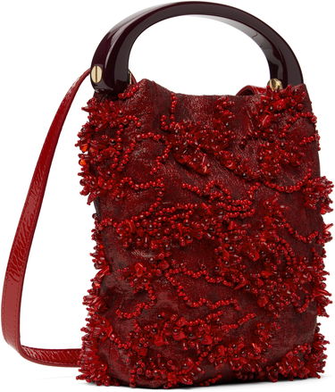 Handväska Dries Van Noten Dries Van Noten Beaded Micro Bag Röd | 251-011522-895, 2