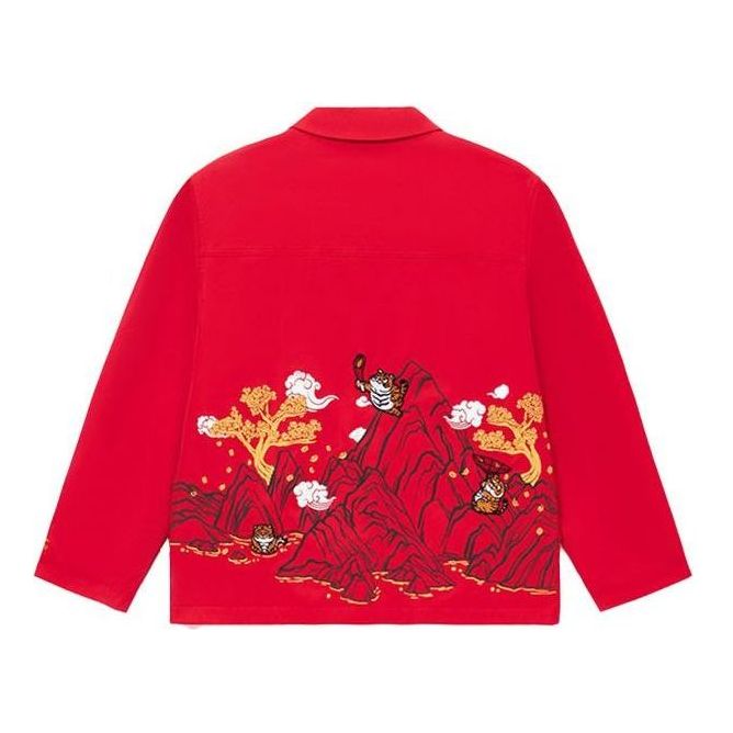 Jacka Li-Ning Stylish Series Gold Subject Pattern Jacket Röd | AFDS029-1