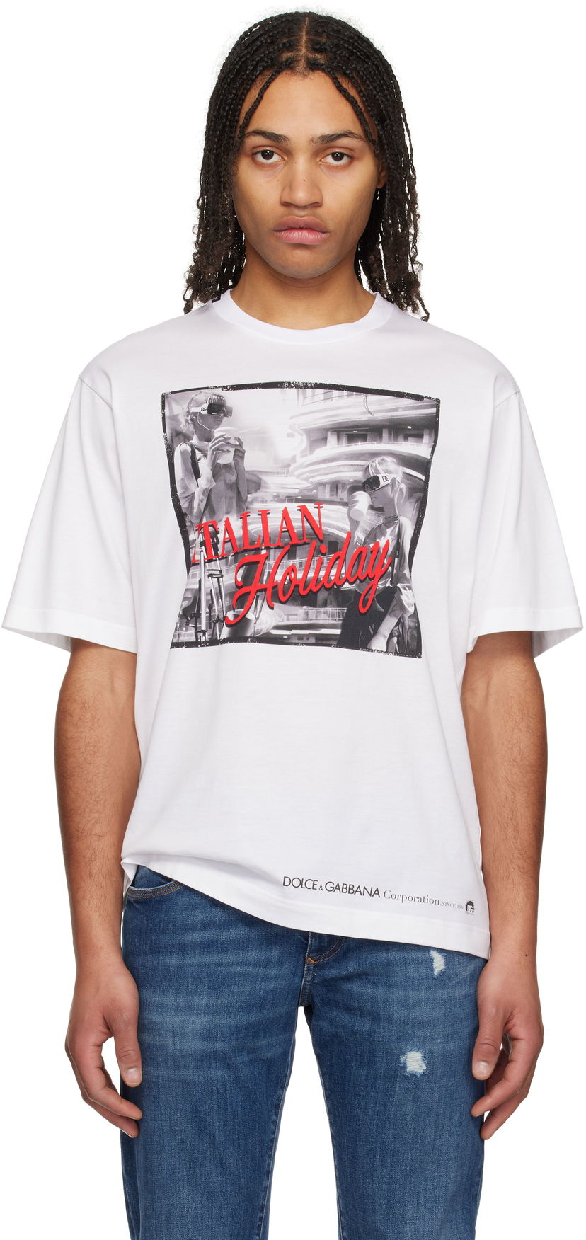 T-shirt Dolce & Gabbana Dolce&Gabbana 'Italian Holiday' Print Cotton T-Shirt Vit | G8PN9TG7O4T